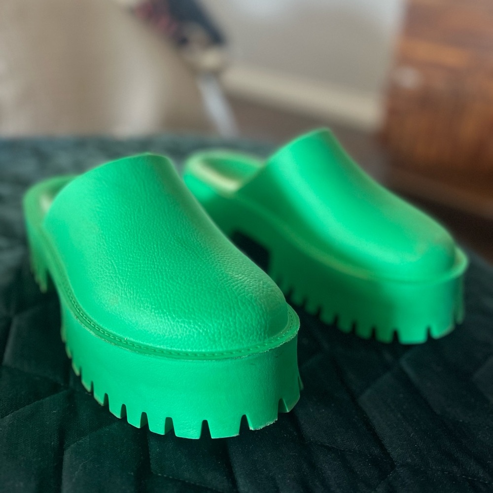 Green Women's Platform Clogs